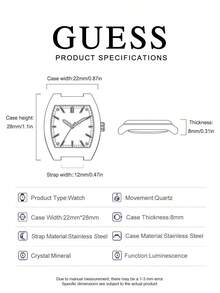 Guess ساعة نسائية كوارتز - مزينة بالماس، بتصميم أنيق وبسيط، مناسبة للارتداء اليومي، وأيضًا مناسبة كهدية لعيد الميلاد والذكرى السنوية وعيد الحب وما إلى ذلك. الموديل: GW0865L1 - فضي - مشاهدة 6