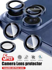 Yezodawee Adjustable Solid Color Camera Lens Protector Compatible With Iphone 17 Pro Max/17 Pro/16 Pro Max/16 Pro/15 Pro Max/15 Pro/14 Pro Max/14 Pro, Ultra- High-Definition Standalone Camera Lens Protector Rings, Ultra-Thin Tempered Glass Mother's Day Gift - Blue - View 2