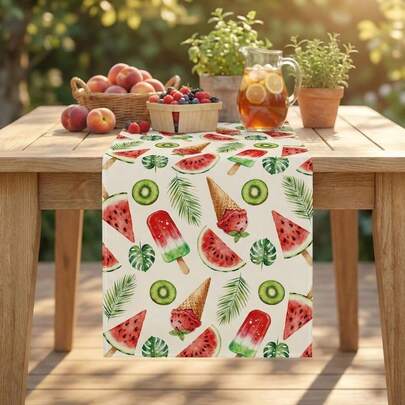 Summer Watermelon Popsicle Table Runner, Holiday Kitchen Dining Room Home Party Decor, 13x35/13x47/13x59/13x72/13x90/13x108 Inches