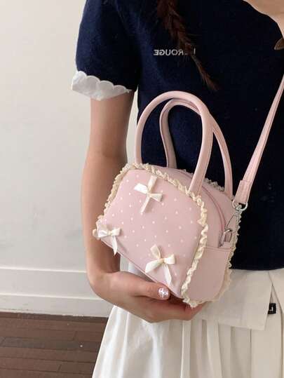 Túi xách ren chấm bi kiểu Hàn Quốc mới năm 2026, túi đeo vai thời trang, đa năng, dễ thương dành cho công sở.