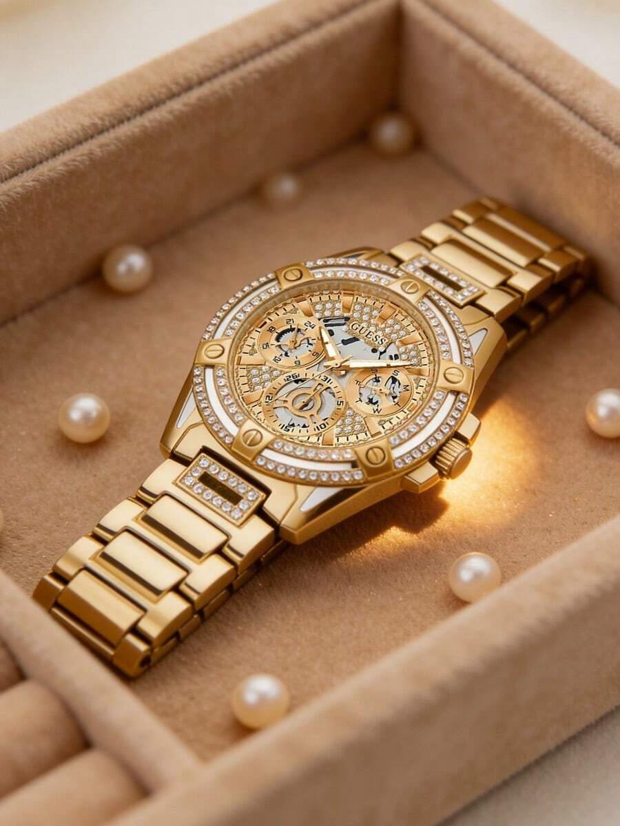 Guess 40毫米不锈钢水晶皇后系列石英女表，时尚礼品，GW0464L2 - 金色 - 查看 1