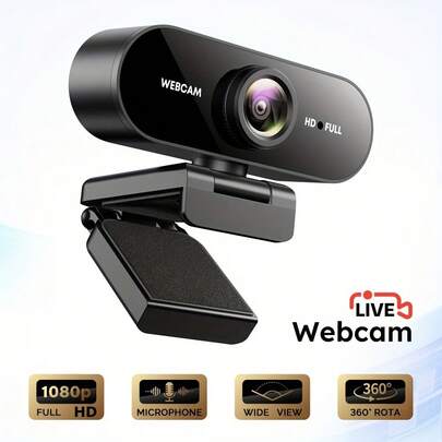 1080P Full HD Webcam With Microphone, Suitable For Desktop And Laptop, Noise Cancelling & Beauty Camera For Live Streaming, Gaming, Video Calls And Conferences