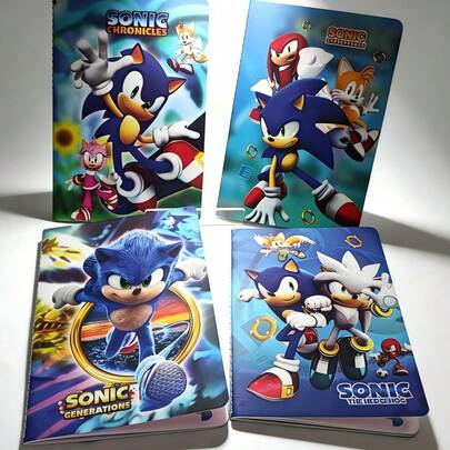 1 pieza Nuevo artículo talla grande vendido Cuaderno de estudiante con diseño de Sonic el erizo, cuaderno con páginas impresas a color en estilo anime, tamaño A5 con tapa dura, para la escuela, tareas, diario y regalos de papelería para fans de Sonic, regalo de cumpleaños, regalo de Año Nuevo (estilo aleatorio)