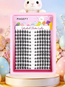 168片分段式簇状假睫毛，12排自然逼真三步式欧美风格，湿润卡通睫毛，交叉3D仿真睫毛，卡通角色扮演自然睫毛，化妆工具，日常浓密卷翘睫毛，柔软不刺激，可重复使用，复活节礼物，女士睫毛，簇状睫毛 - CC - 查看 3