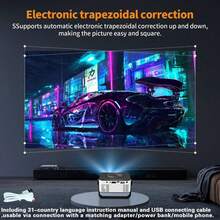 1pc M40 Portable Mini Projector, With WiFi, 360P HD Full HD, 180° Rotatable Stand, Built-In/Compatible With IOS/Android/Windows/USB, 60 ANSI Lumens, 16:9 Aspect Ratio, LCD Display, Button Control, 100-240V Power, No Battery Required - Fast Shipping/Home Essential/Quality Experience And Perfect Gift. (Includes User Manual For 31 Countries) - Black and White - View 7