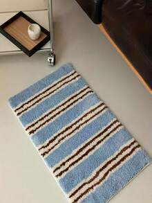 1pc Minimalist Bathroom Rug, Multi-Functional Vertical Striped Home Bedroom Mat, Faux Cashmere Bathroom Mat, Door Mat, Kitchen Floor Mat - A - View 4