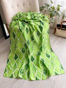 1条女士优雅几何印花轻盈丝滑围巾，用途广泛，可用于防晒、旅行、日常佩戴，适合春夏穿着。 - 綠色 - 查看 3