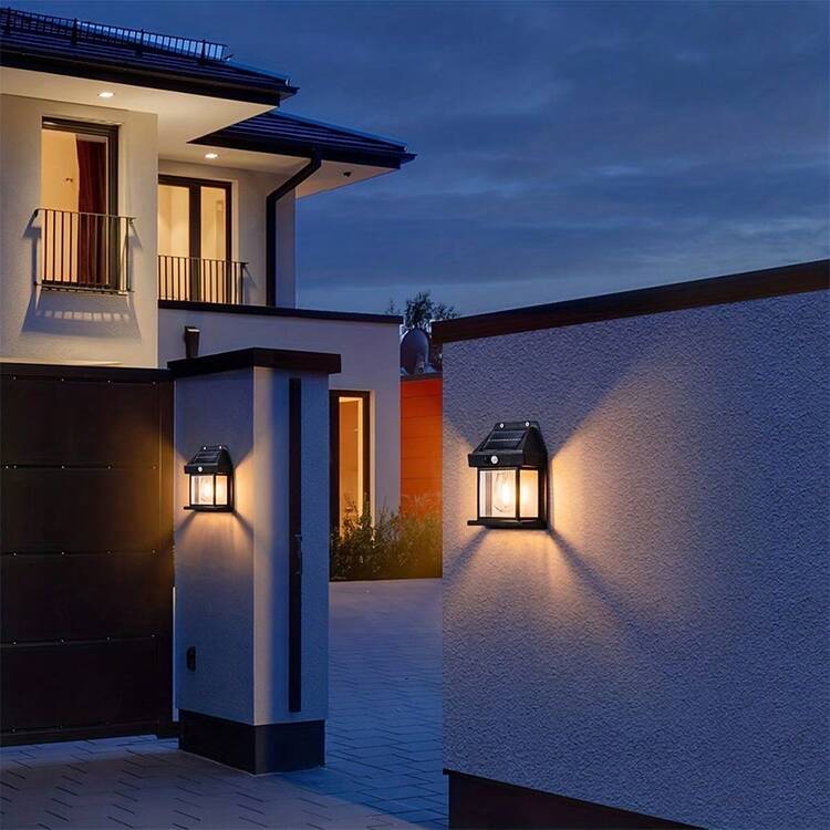 Grn-flashing 1/2/4/6 Pack Outdoor Solar Powered Lights For Door Front 3 Modes Switch Tungsten Wall Lamp Exterior Porch Patio Waterproof Night Light Control Fence Light With Motion Sensor Function For Garden House Garage - Solar Powered - View 9