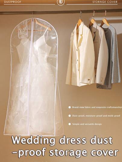 1 chiếc túi chống bụi, chống thấm nước trong suốt màu đen trắng, dùng để treo áo khoác lông vũ trong tủ quần áo phòng ngủ, sắp xếp quần áo.