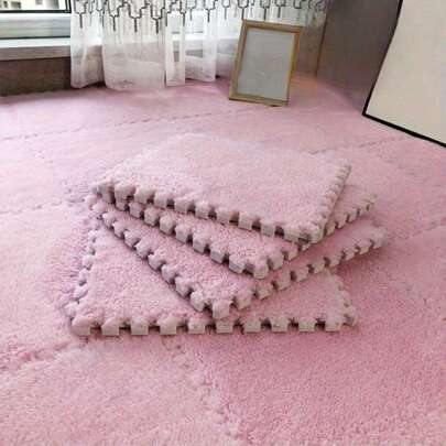 24-Piece Solid-Color Bedroom Full-Floor Carpet, Seamless Connection, Stain-Resistant, Suitable For Home Decoration, Floor Mat, Applicable To Bedroom, Living Room, Study, Indoor Decoration