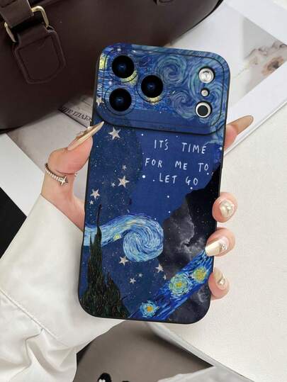 Fashionable Popular Personalized Starry Night Swirl Sky Art With Inspirational Quote Pattern Design Theme Luxury Shockproof Aesthetic Cute Phone Case, Lens Protrusion Protection, Compatible With For IPhone 17/17Pro/17Pro Max, 16, 15,14, 13, 12, 11 Plus/Pro Max And Series,And Compatible With For Galaxy S/A Series, Gift For Easter Day, Christmas Halloween Decoration/Gift For Birthday, Girlfriend, Boyfriend, Friend Or Yourself