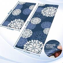 Kitchen Mats, Non-Slip Cushioned Rugs, Anti-Fatigue Waterproof Floor Rug, Washable Standing Desk, Home Laundry Office Apartment Decor And Accessories (17.3 *47 +17.3 *30-Blue) GI4F - 17.3"寬*47"長+17.3"寬*30"長-0.4"厚 - 查看 3