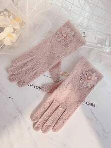 Women's Lace Sunscreen Gloves, Lightweight Thin Short Style, Suitable For Driving, Cycling, Motorcycle In Spring And Summer,Travel,Festival - Multicolor - View 7