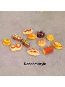 Estante de pan en miniatura, juguete de comida de pan en micro, modelo de postre dulce, decoración pequeña, juguete de comida de resina, estilo y color aleatorios, adecuado para la decoración de la casa de muñecas - Multicolor - Ver 6