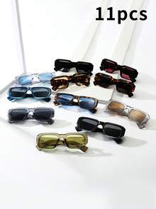 1pc Men's Square Thick Frame High-Quality Personalized Minimalist Fashion, Suitable For Travel, Leisure, Party, Beach, And Daily Wear - 11pcs - View 2