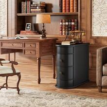 Tribesigns 23.6" No Assembly Required Solid Wood End Table With 2 Drawers, Narrow Bed Side Table For Living Room, Accent Table For Sofa Or Bedside, Finished Back,Vintage Wood Nightstand For Bedroom, Black - 黑色 - 查看 8