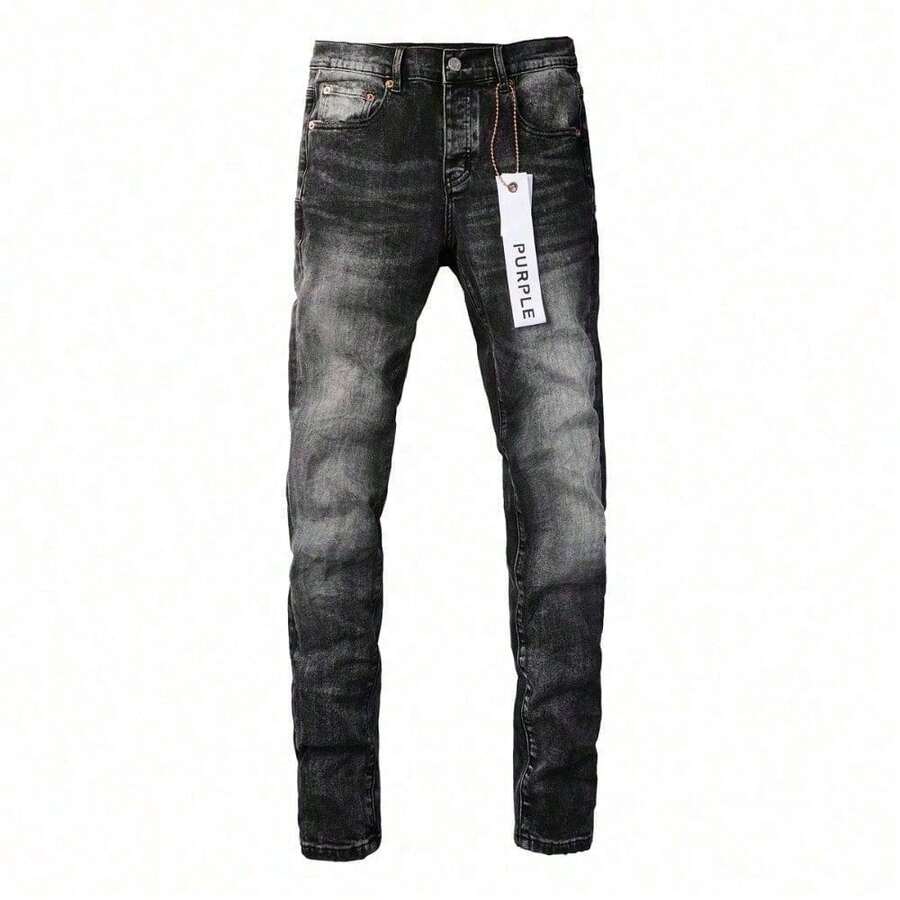 Men Jeans 2026 High Street  Black Washed Distressed Stretch Slim Fit Skinny Jeans Straight Casual Versatile Pants - màu đen - Xem 1