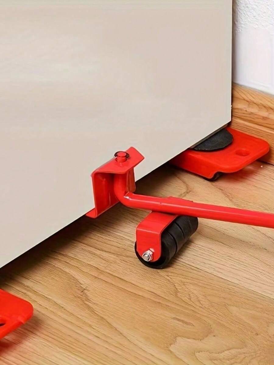 5件套家具搬运工具套装，重型带轮底座，可调节高度的滑块，轻松搬运重型家电、沙发、橱柜、冰箱等，省力搬运，便携式家庭/办公室搬家套装，最大承重200公斤，耐用家具搬迁系统，保护地板