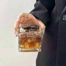 Niche Design Retro Square Glass Latte Cup, Ice Ball Whiskey Glass, Breakfast Oatmeal Bowl - White and Transparent - View 7