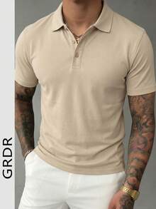 GRDR 1pc Men's Business POLO Shirt - Workwear Outfit - Apricot - View 1