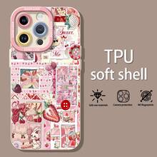 Tema de collage de postre de fresa con conejito rosa adorablefunda de teléfono Fundas compatibles con ,Apple,VIVO,OPPO,,, y Honor.Fabricadas en silicona TPU,ofrecen protección contra golpes y caídas. - Blanco - Ver 1