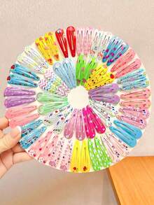 12/24/36pcs/Set Colorful Printed Hair Clips, Bangs Side Clips - Suitable For Girls And Women, Minimalist Design With Eye-Catching Patterns, Easily Add Playful Vibe To Hairstyles, Whether Ponytail Or Side Clip, Essential Daily Hair Accessory,Festival,Party - Multicolor - View 13