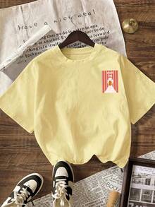 Áo mùa hè cho nữ, Trang phục đi nghỉ mát cho nữ, Áo phông cho nữ, Trang phục mùa hè, Áo kiểu thường ngày cho nữ, Áo phông ngắn tay cổ tròn thường ngày cho nữ - Vàng nhạt - Xem 3