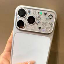 微笑三叶草小狗贴纸+透明镜片膜，高级浮雕3D贴纸，兼容苹果17 Pro Max、17 Pro，可爱透明，星形樱桃贴纸 - 小狗蝴蝶 - 查看 4