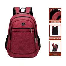 Two-Piece Set Of Large, Functional Men's Backpacks For School, College, And Work - Red - View 2