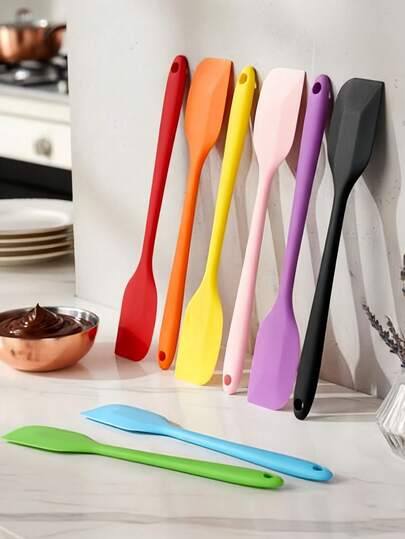 5pcs Cake Cream Spatula, Butter Scraper, Cheese Scraper, Heat-Resistant Silicone Scraper For Cooking Baking Mixing, Kitchen Baking Tools, Wedding Supplies, Home Decor, Kitchen Gadgets