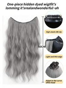 20 Inch Ombre Synthetic Hair Topper, Fluffy Wavy Clip-In Invisible Highlight Hair Piece (Red And Gray) - Thin Rattan Color - View 7