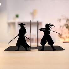 一对/两个装 重型武士书挡 - 日式武术姿势装饰，粉末涂层 - 适用于家庭、办公室、图书馆 - 武术主题书架收纳 - 武士和武术爱好者的理想礼物 - A - 查看 4