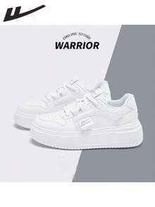 WARRIOR 2026春季新款女士休闲厚底运动鞋，修身、时尚、百搭、轻便、防滑、透气，适合室内外运动。 - 白灰 - 查看 6