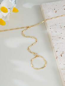1pc Minimalist Cubic Zirconia Embedded Finger Chain Bracelet, Fashionable Jewelry For Women, Suitable For Daily, Date, Party And Gathering - Vàng vàng - Xem 3