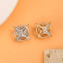 2pcs Versatile Star Safety Pins Set (Silver & Gold) - Glittering Rhinestone Decorations For Denim Jackets, Scarves, Hats, Cute & Secure Fastener By JADE Gifts For Mother, Father, Graduation, And Teacher - Multicolor - View 2