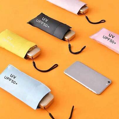 1 pieza Paraguas plegable mini, compacto y portátil, protección contra la lluvia y los rayos UV, selecciones de primavera y verano, regalos para damas de honor, decoración de habitaciones, decoración de dormitorios, playa, viaje, para hombres, para mujeres, vacaciones, cosas lindas, regalo del Día de la Madre, decoración de jardín, decoración de cocina, verano, artículos esenciales de viaje, decoración de habitaciones, suave, graduación