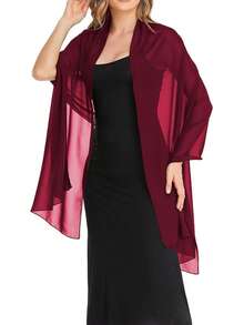 Chal de gasa adecuado para vestidos de novia, fiesta de boda, vestidos de noche y atuendos para ocasiones especiales, playa, vacaciones - Burdeos - Ver 5