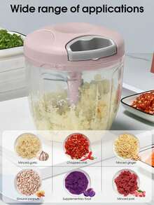 900ml/500ml Household Vegetable Chopper, Fruit Puree Slicer, Garlic Mincer, Multi-Function Vegetable Cutter, Garlic Press, Food Processor, Vegetable Chopper, Fruit Crusher, Onion Mincer - Default - View 11