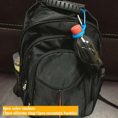 6pcs/2pcs Random Outdoor Sports Water Bottle Hooks (3 Silicone Rings + 3 Hiking Hooks) / 1 Silicone Ring + 1 Hiking Hook, Durable Drink Hooks, Combining Portable Climbing Hooks And Casual Cup Clips, Practical Backpack Accessories And Christmas Gifts