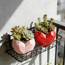1pc Durable Plastic Geometric Heart-Shaped Planter - Modern/Outdoor Flower Pot, 3D Printed, Suitable For Balcony, Garden, Desktop Decor, Asymmetrical Heart-Shaped Plant Pot, Succulent Pot, Ideal Gift For Valentine's Day, Mother's Day - 1PC - View 4