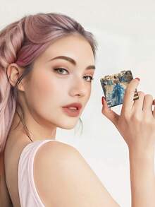 1 pezzo Specchio da toeletta con stile di pittura ad olio, serie ritratti, specchio compatto pieghevole e leggero, in pelle PU, adatto per molteplici scenari e per tutti, specchio quadrato pieghevole, design unici di ballerina, campo di fiori, casa, gatto, bambina, ritratto di coppia, stampa precisa e delicata, affidabile, facile da trasportare e tenere in mano - Multicolore - Visualizzare 4