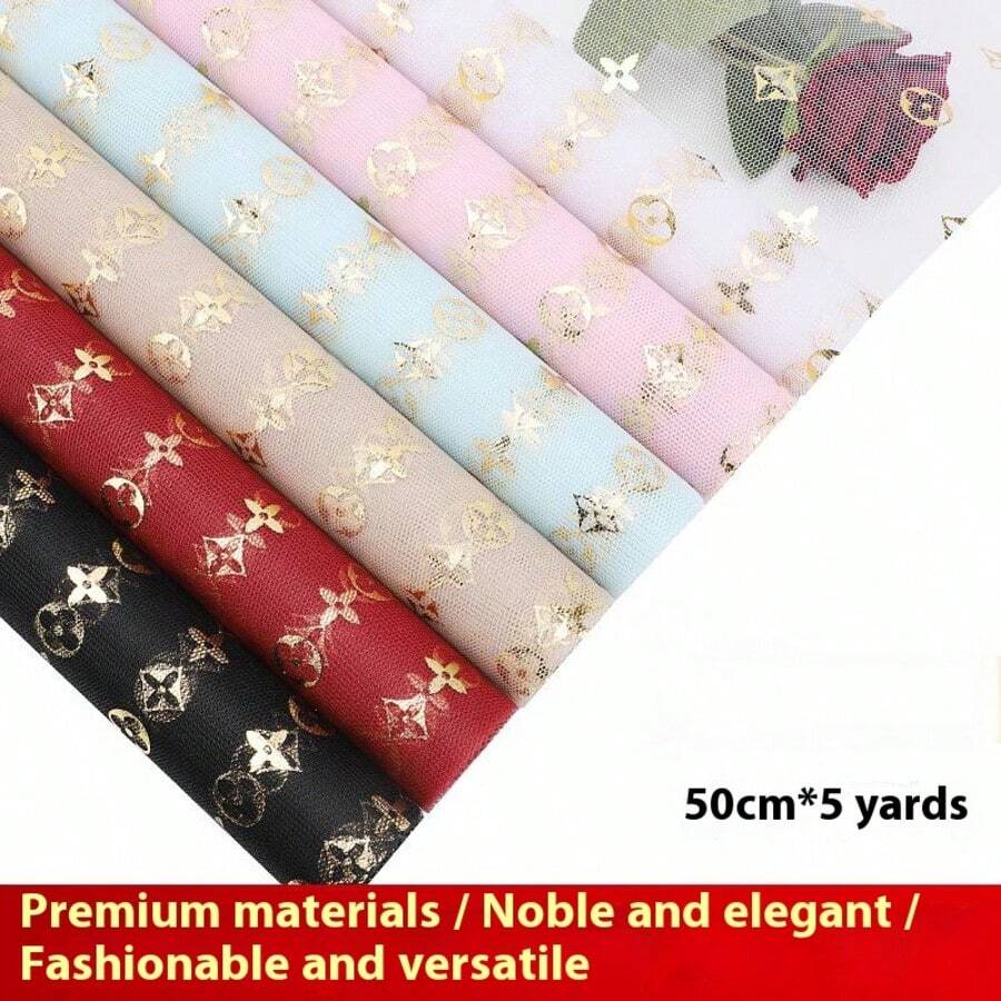 1 Gói (500*50cm) Giấy gói quà cao cấp tự làm, Giấy voan cuộn họa tiết cỏ bốn lá, Giấy gói dày chống thấm nước dùng cho bó hoa, quà tặng, sô cô la, Thích hợp cho Ngày của Cha, Ngày của Mẹ, tựu trường, tiệc tốt nghiệp, trang trí đám cưới, trang trí bó hoa, gói quà gấp gọn - Xem 1
