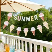 Ice Cream Pennant Hanging Decor For Summer Beach Vacation, Pool Party, Birthday Party - Summer - View 12
