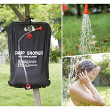 1pc 5 Gallon/20L Camping Shower Bag, Portable Shower Bag With Detachable Hose And On/Off Shower Head, Suitable For Camping, Beach, Swimming And Outdoor Travel - Black - View 9