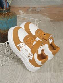 1 Pair Kids Spring Soft Bottom Casual Sneakers, Lightweight Sports Shoes For Boys And Girls - Camel - View 4