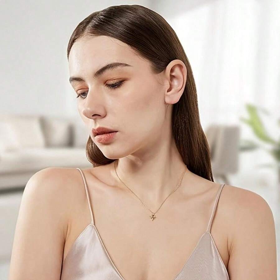Star Pendant Necklace For Women, Dainty Blue CZ Star Choker, Minimalist Silver Chain Necklace, Cute Aesthetic Jewelry For Daily Wear & Gift - 1 - 查看 1