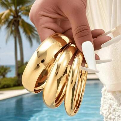 3pcs Luxury Retro Coin Style Round Bracelet Set, Fashion Jewelry For Women. Suitable For Daily Wear, Parties, Dates, And As A Thoughtful Gift