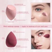 Bộ cọ trang điểm độc đáo BS-MALL kèm bông phấn, cọ phấn chất lượng cao, bông phấn hình tam giác, bông phấn mini chi tiết. - Hồng - Xem 6