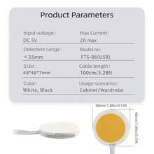 1pc USB 5-24V 5A Touch Sensor Dimmer Switch, Stepless Dimmable LED Strip Controller, No Drilling Required Surface Mounted Switch For Cabinets TV Bedroom Closet - FTS-06 - View 5