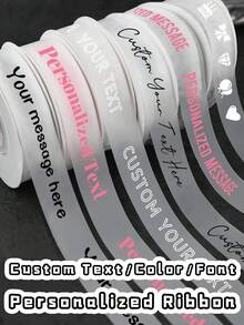 25mm Customized Satin Ribbon, Personalized DIY Ribbon For Gift Wrapping, Birthday, Wedding, Anniversary, Ribbon Bow Decor, School Supplies, Back To School Season - Multicolor - View 2